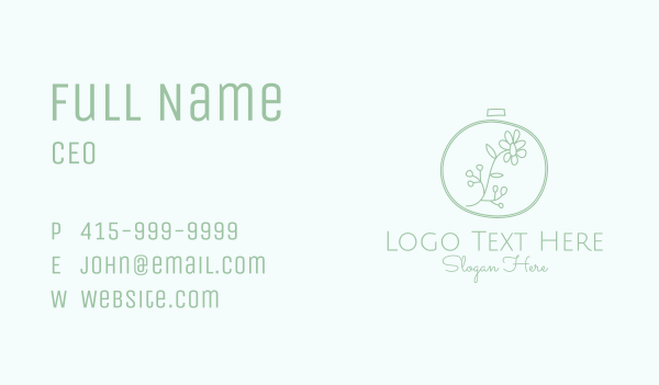 Green Flower Embroidery  Business Card Design Image Preview