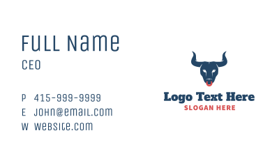Wild Angry Bull Business Card Image Preview