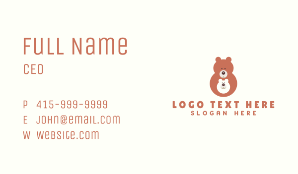 Cute Bear & Cub Business Card Design Image Preview