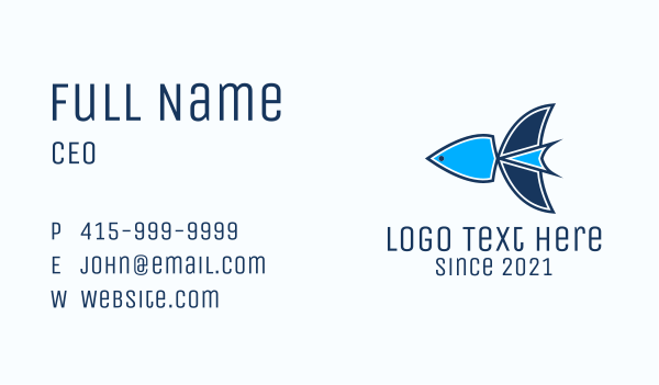 Blue Geometric Fish  Business Card Design Image Preview