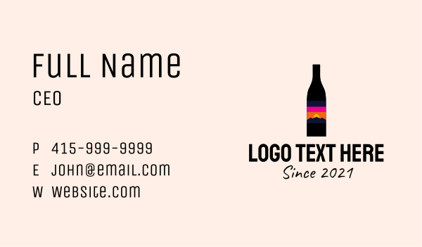 Sunset Wine Bottle  Business Card Design Image Preview