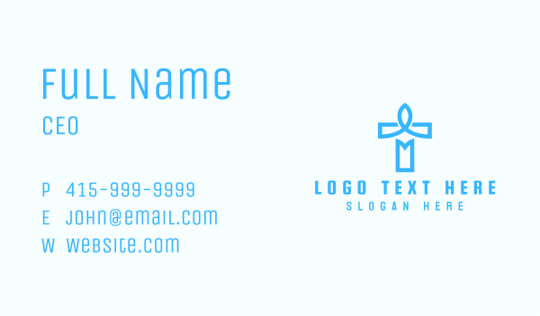 Blue Crucifix Letter T Business Card Design Image Preview