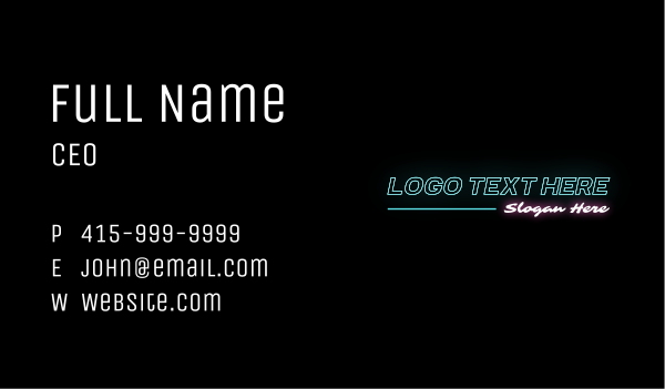 Neon Tilt Wordmark Business Card Design Image Preview