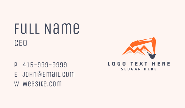 Mountain Mining Excavator Business Card Design Image Preview