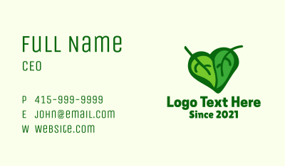 Green Leaf Heart Business Card