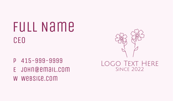 Purple Flower Acupuncture Needle Business Card Design Image Preview