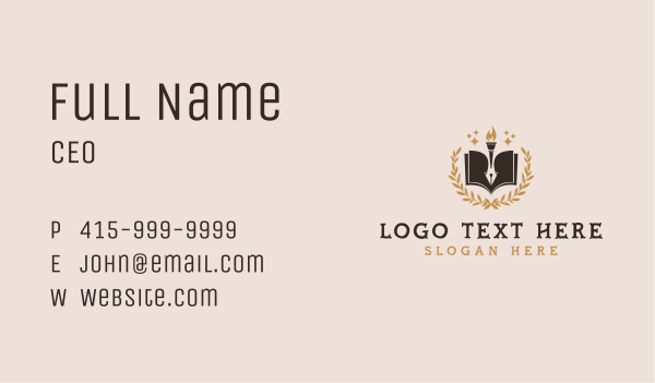 Book Torch Pen Business Card Design Image Preview