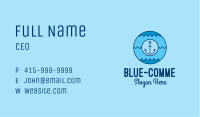 Blue Anchor Waves  Business Card Image Preview