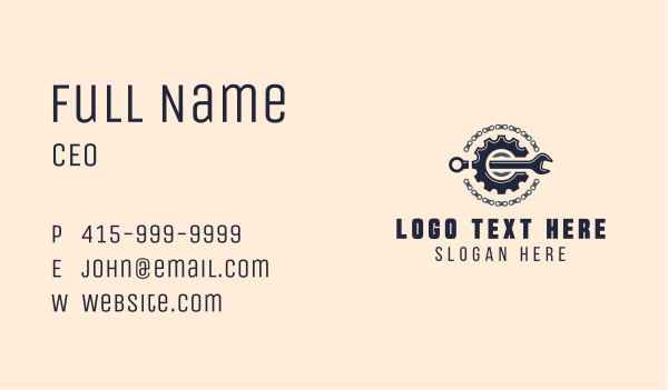 Wrench Gear Chain Mechanic Business Card Design Image Preview