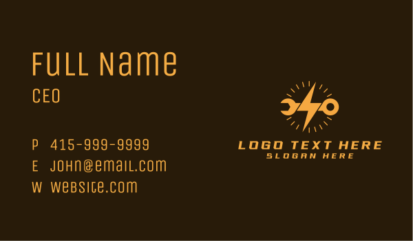 Lightning Wrench Electrician Business Card Design Image Preview