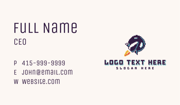 Pixelated Rocket Spaceship Business Card Design Image Preview