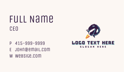 Pixelated Rocket Spaceship Business Card Image Preview