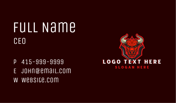 Bull Shield Horns Business Card Design Image Preview