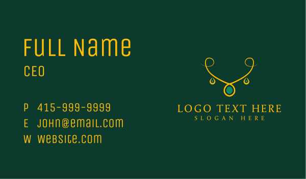 Elegant Golden Necklace Business Card Design Image Preview