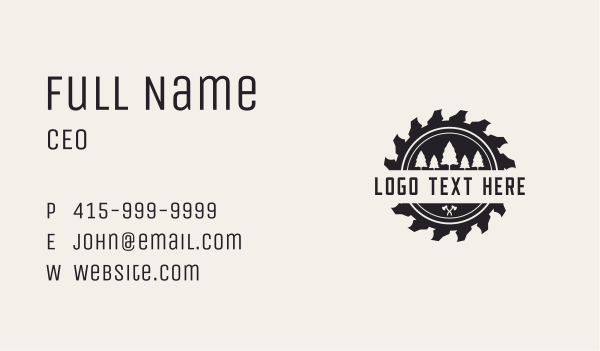 Saw Blade Tree Lumberjack Business Card Design Image Preview