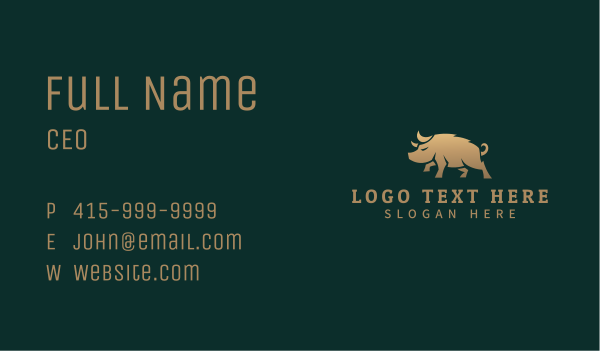 Wild Warthog Animal Business Card Design Image Preview