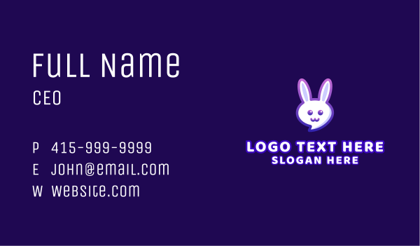 Cute Bunny Chat Business Card Design Image Preview
