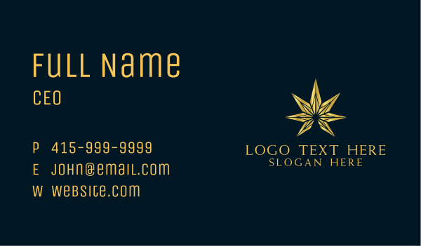 Golden Marijuana Leaf Business Card Design Image Preview