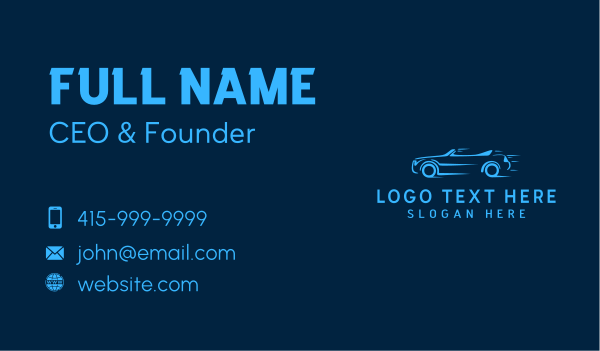 Blue Fast Racecar Business Card Design