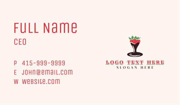Strawberry Chocolate Fondue Business Card Design Image Preview
