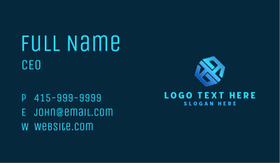 Blue Abstract Hexagon Business Card Image Preview