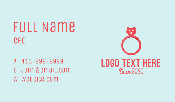 Pink Bear Ring Business Card Design Image Preview