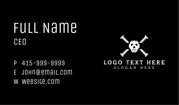 Pixel Skull Bone Business Card Design Image Preview