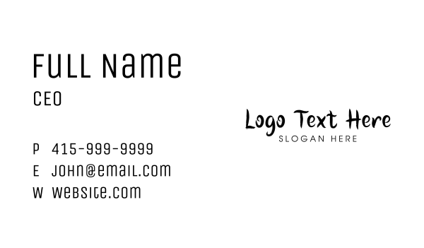 Black Handwritten Wordmark Business Card Design Image Preview