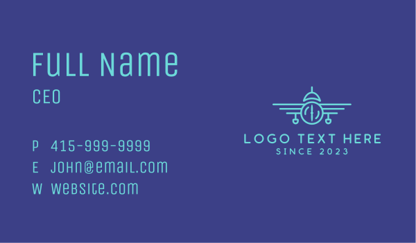 Vintage Airplane Line Art Business Card Design Image Preview