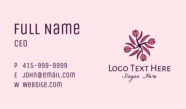 Tulip Flower Pattern Business Card Design Image Preview