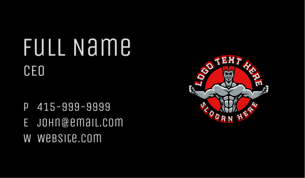 Fitness Muscle Man Business Card Design Image Preview