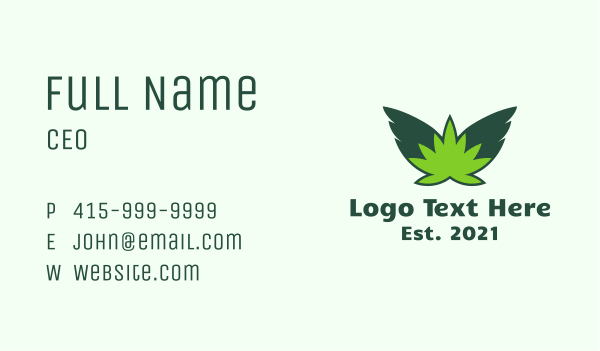 Flying Weed Leaf Business Card Design Image Preview