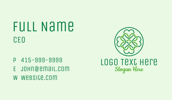 Heart Clover Pattern Business Card Design Image Preview