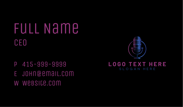 Mic Podcast Recording Business Card Design Image Preview