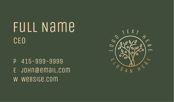 Golden Branch Leaves Business Card Design Image Preview