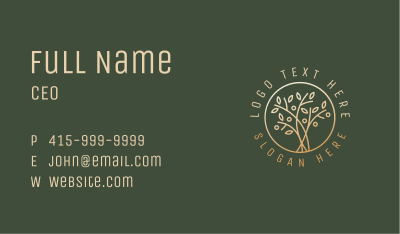 Golden Branch Leaves Business Card Image Preview