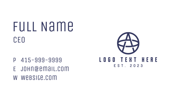 Blue Ring Letter A Business Card Design Image Preview