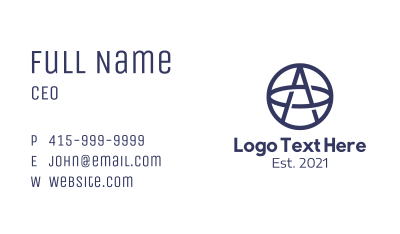 Blue Ring Letter A Business Card
