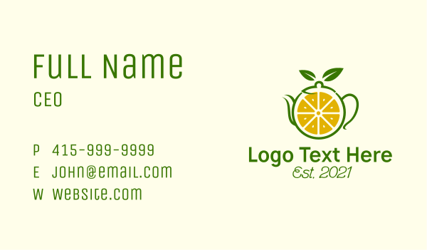 Lemon Herbal Teapot  Business Card Design Image Preview