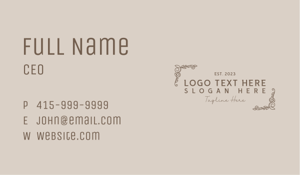 Classic Elegant Vines Wordmark Business Card Design Image Preview