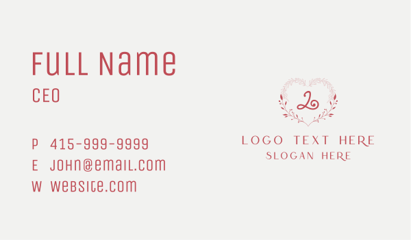 Floral Heart Letter Business Card Design Image Preview