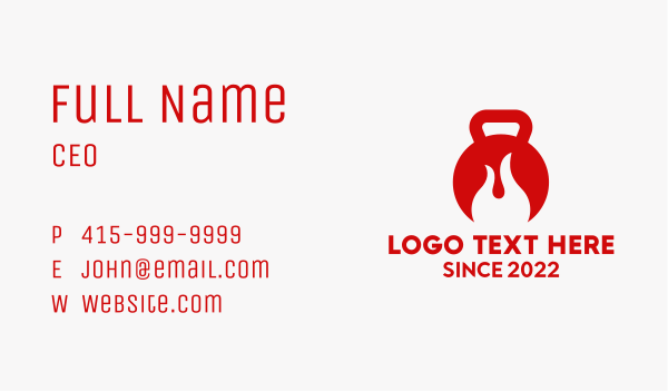 Fire Kettlebell Fitness  Business Card Design Image Preview