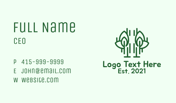 Green Outline Herb Business Card Design Image Preview