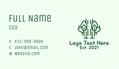 Green Outline Herb Business Card