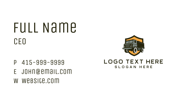 Military Truck Vehicle Shield Business Card Design Image Preview