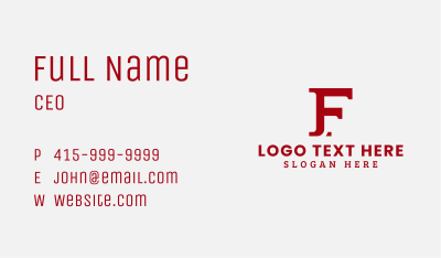 Generic Business Letter F Business Card Image Preview