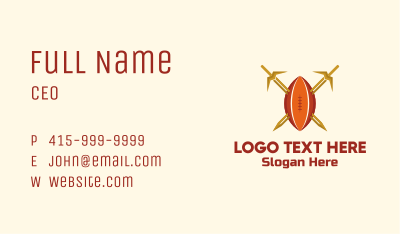 Gold Sword Rugby Ball Business Card Image Preview