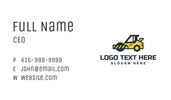 Construction Road Roller Business Card Design Image Preview