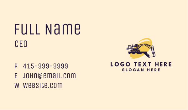 Industrial Excavator Machinery Business Card Design Image Preview