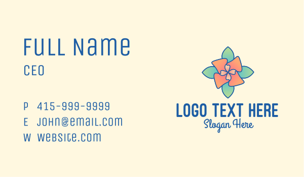 Multicolor Flower  Business Card Design Image Preview
